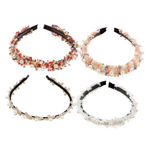 GANAZONO 4 Stück Teiliges Gepolstertes Perlenstirnband Modische Haarreifen mit Künstlichen Perlen Vielseitige Kopfbedeckung für Damen Stilvolle Accessoires für Alltag und Festliche Anlässe von GANAZONO