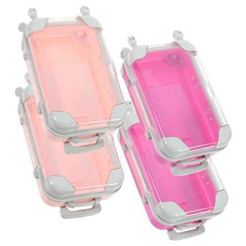 GANAZONO 4 Stück Teiliges Mini Schminkkoffer Tragbare Aufbewahrungsbox für Falsche Wimpern Kompakt Leicht mit Griff Reise Make up Organizer für Frauen Rosa Mix von GANAZONO