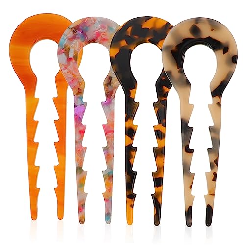 GANAZONO 4 Stück U Förmige Haarnadeln aus Acetat Rutschfeste Haargabel für Damen Stilvolle Haaraccessoires für Hochsteckfrisuren Geeignet für Arbeit Schule und Besondere Anlässe von GANAZONO