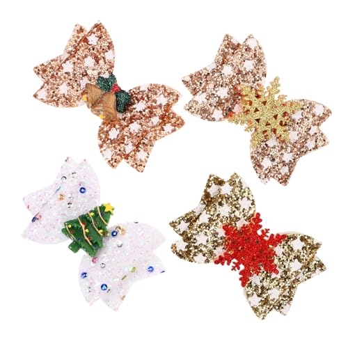 GANAZONO 4 Stück Weihnachts Glitzer Schleifen Haarnadeln für Festlicher Haarschmuck für Weihnachten Party und Fotoshootings Sicher und Langlebig für Junge Mädchen von GANAZONO