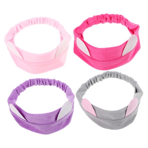 GANAZONO Katzenohren Haarreif 4 Stück Elastisch für Damen Cosplay Partys mit Flexiblem Makeup Wrap von GANAZONO