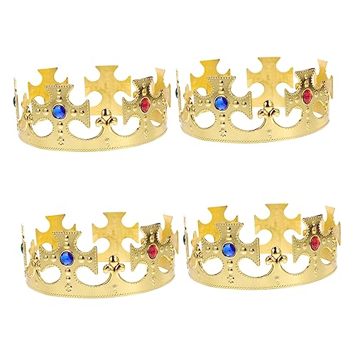 GANAZONO 4stücke Goldene Königskronen Für Geburtstagsfeiern Kostümparty-dekorationen Und Kinderaufführungen Stabil Und Leicht Für Prinzen Und Prinzessinnen von GANAZONO