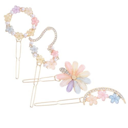GANAZONO 4stücke Strass-haarnadeln Für Mädchen Haarspangen Stilvolle Kopfschmuck Zarte Haarspangen Für Frauen Hochzeits-haarnadeln Braut-haarspangen Mädchenbedarf Für Alltag Und von GANAZONO