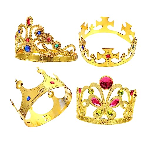 GANAZONO 4stücke Kunststoffkrone Geburtstagskrone Strasskrone Partykrone Junge Mädchen Haarschmuck Für Geburtstagsfeiern Cosplay Zubehör von GANAZONO