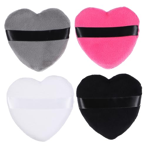 GANAZONO 4stücke Herzform Puderquaste Makeup Puff Kosmetikquaste Gesichts Puder Applikator Waschbar Puff Mixer Für Flüssige Foundation Schutzcreme Kompaktpuder Lidschatten von GANAZONO