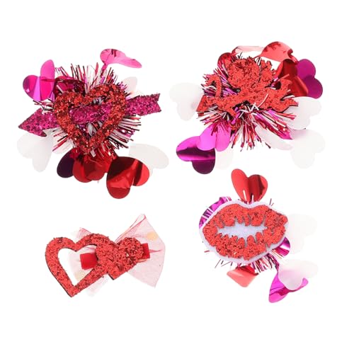 GANAZONO 4stücke Kleines Haarnadel Pailletten Und Haarspangen Mit Schleife Zum Valentinstag Haarspangen Mit Glitzerband Haarnadel Aus Krokodilklemmen Für Teenager Mädchen Und von GANAZONO