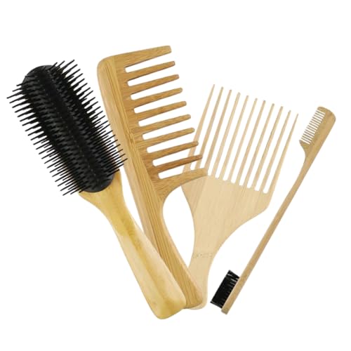 GANAZONO 4stücke Teiliges Bambus-haarkamm Entwirrungs Und Stylingwerkzeug Für Männer Und Frauen Für Friseursalons Persönliche Pflege Leicht Und Handlich Fördert Die Durchblutung Der von GANAZONO