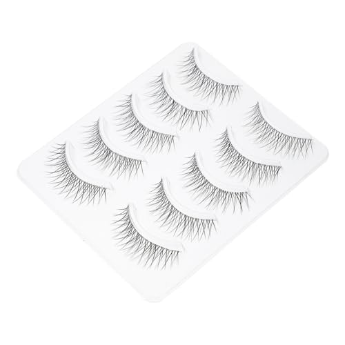 GANAZONO 5 Paare Natürliche Ultraleichte Fake Wimpern mit Durchsichtigem Stiel Zarte Schlanke Kreuzform für Natürlich Wirkendes Augen make up für Damen und Professionelle Anwendung von GANAZONO