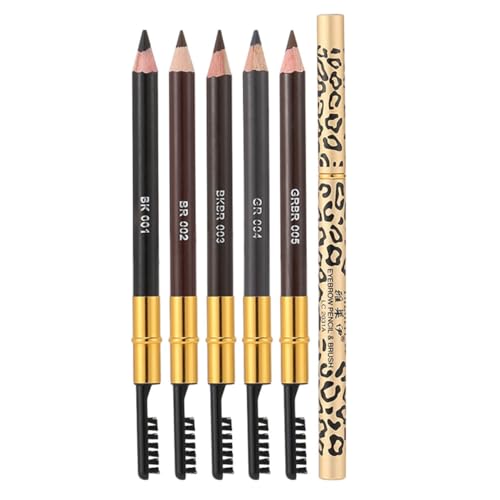 GANAZONO 5 Stück Teiliges Augenbrauenstift mit Bürste Dual Ended Augenbrauenwerkzeug Wasserfest Leicht und Tragbar für Präzises Augen Make Up Schwarz Hellbraun Mittelbraun und Dunkelbraun von GANAZONO