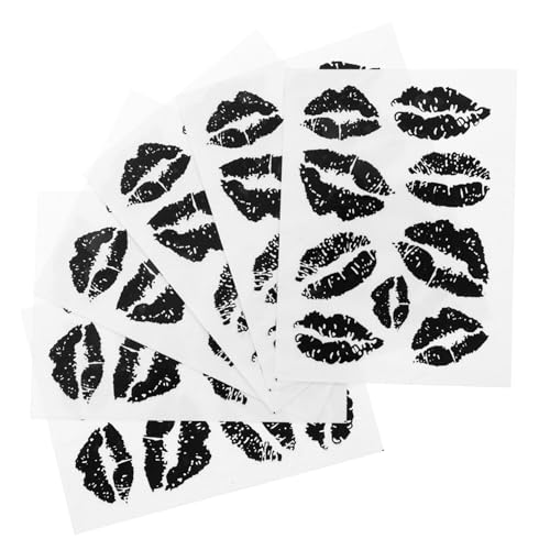 GANAZONO 6 Blätter Lippenabdruck Tattoo Aufkleber Selbstklebend Temporäre Tattoos Sticker für Frauen Hautfreundlich Langanhaltend Stylisch Dekorativ von GANAZONO