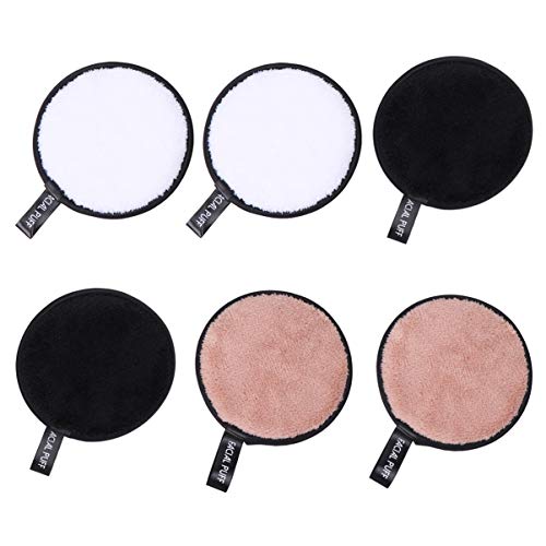 GANAZONO 6 Stück Doppelseitige Makeup Entferner Pads Waschbare Mikrofaser Gesichtsreinigungspads für Damen und Mädchen Wiederverwendbare Puder Schwämme im Gemischten Stil von GANAZONO