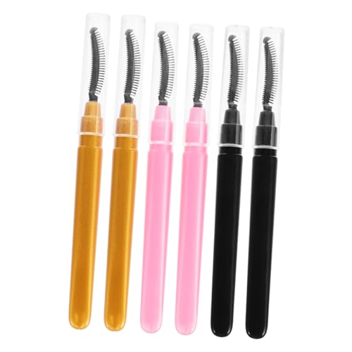 GANAZONO 6 Stück Eyelash Brush Silikon Wimpernbürsten mit Kappen Tragbare Mascara Applikatoren für Wimpern für Reisen und Tägliche Anwendung Schwarz und Gold von GANAZONO