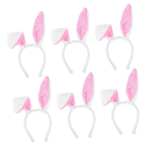 GANAZONO 6 Stück Hasenohren Haarbänder aus Weichem Plüsch Leichtes Bequemes Stirnband mit Niedlichem Kaninchenohren Design für Party Cosplay Festival und Kostümzubehör von GANAZONO