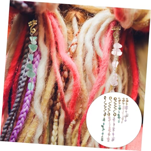 GANAZONO 6 Stück Teiliges Haarschmuck Jade perlen Anhängern Langlebige Legierung und Jade Leichte Zopf ringe Modische Haar manschetten für Mädchen und Frauen Geeignet für Party Alltag von GANAZONO
