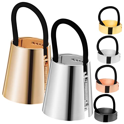 GANAZONO 6 Stück Teiliges Metall Haarschlaufen in Roségold Gold Silber Schwarz Runde Ponytail Halter für Damen und Mädchen Vielseitig Leicht Passend für Haartypen und Anlässe von GANAZONO