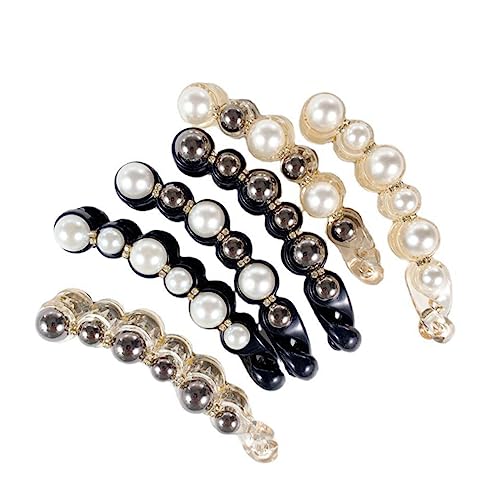 GANAZONO 6stücke Teiliges Perlen-bananen-haarspangen Aus Acryl Für Damen Und Mädchen Elegante Haarklammern Für Jede Gelegenheit Rutschfest Und Schonend Für Ihr Haar von GANAZONO