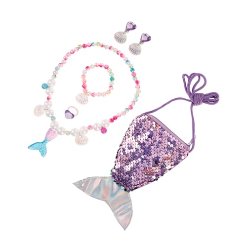 GANAZONO 6Stücke Teiliges Schmuckset für Halskette Armband Ring Ohrringe und Geldbörse für Rollenspiele Kindersichere Materialien von GANAZONO