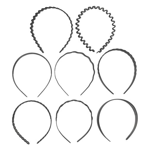 GANAZONO 8 Stück Teiliges Damen Stirnbänder aus Robustem Kunststoff mit Anti rutsch Zähnen Dünne Klassische Schwarze Haarreifen für Sport Waschen Outdoor dating und Festliche Anlässe von GANAZONO