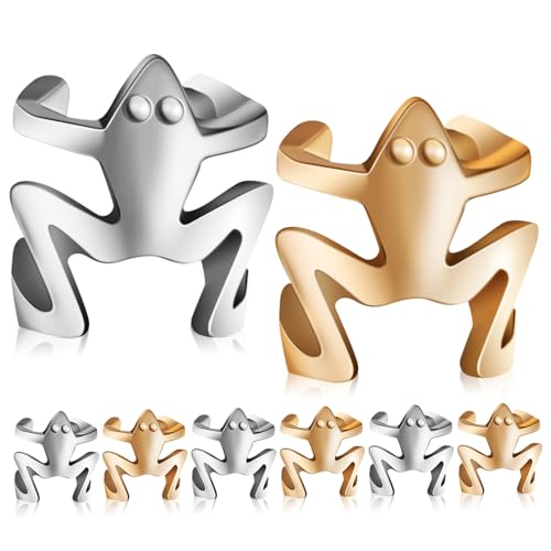 GANAZONO 8 Stück Teiliges Frosch Ohrclips Ohrklemmen für Damen nicht Durchbohrte Ohrringe Silber Goldfarbene Tier ohrringe Modische Ear für Vielseitigen Schmuckgebrauch von GANAZONO