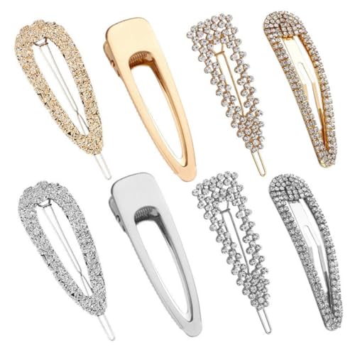 GANAZONO Haarspangen mit Strasssteinen 8 Stück Haarschmuck für Damen und Mädchen Metallisch Rutschfest für Frisuren von GANAZONO