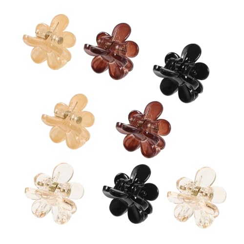 GANAZONO 8stücke Mini Haarklammern Mit Blütenform Rutschfeste Haarklammern Für Frauen Und Mädchen Robuste Schmuck-haarclips Aus Kunststoff Und Strass in Transparent Karamell Und Schwarz von GANAZONO