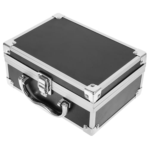 GANAZONO Aluminium Kosmetikkoffer Klein Tragbar Makeup Organizer Box Robust Aluminiumlegierung Makeup Case mit Großzügigem Stauraum für Make up und Zubehör Handlich Schwarz von GANAZONO