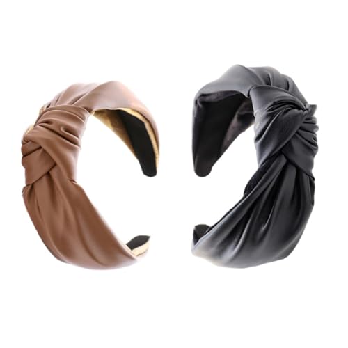 GANAZONO 2stücke Damen Haarreifen Aus Pu-leder Mit Knoten Verstellbare Praktische Haarschmuck Für Make-up Und Spa Leicht Und Bequem Für Täglichen Gebrauch von GANAZONO