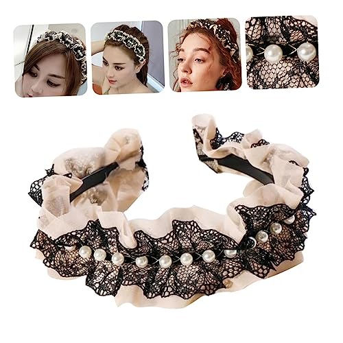 GANAZONO Damen Perlen Stirnband mit Spitze Retro Haarschmuck für Hochzeiten und Partys Handgefertigtes Kopfschmuck Accessoire von GANAZONO