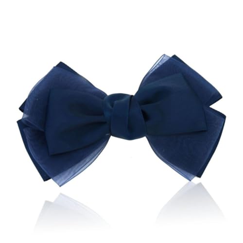 GANAZONO Dunkelblaue Seiden Haarschleifen Haarspange für Damen und Mädchen Großer Bowknot Clip aus Strapazierfähigem Material Vielseitig Tragbar als Haarschmuck oder Accessoire für Haar von GANAZONO