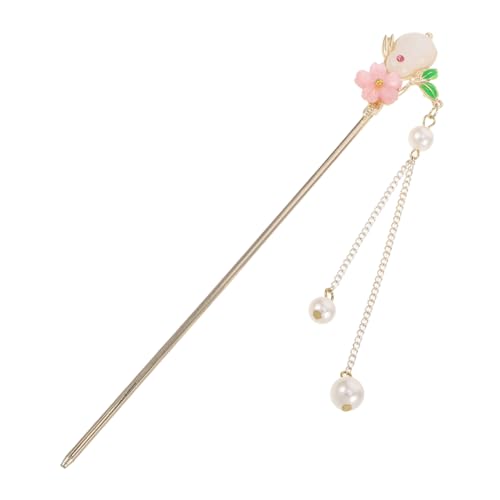 GANAZONO Elegante Tassel Haarnadel mit Blütenanhänger Chinesischer Stil Haarstab aus Metall Vintage Haarschmuck für Damen Geeignet für Hanfu Traditionelle Festlichkeiten Langlebiges von GANAZONO