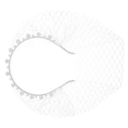 GANAZONO Eleganter Fascinator Haarschmuck mit Perlenbesatz Atmungsaktives Netz stirnband Großer Bird Cage Veil Leichter Brautschmuck für Hochzeit Maskenball und Festliche Anlässe von GANAZONO