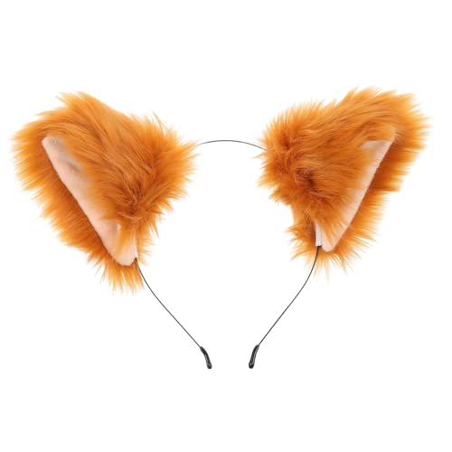 GANAZONO Fuchsohren Haarreif Kuscheliges Plüsch Stirnband Niedlich Tierkostüm Accessoire für Cosplay Karneval Party Mädchen und Damen von GANAZONO