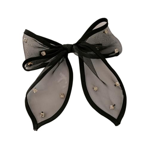 GANAZONO Große Haarklammer Schleife mit Strasssteinen Vintage Schwarzer Spitzen bow Barrette Haarschmuck Schleife für Dickes und Dünnes Haar Festhaltend und Dekorativ für Damen und Mädchen von GANAZONO