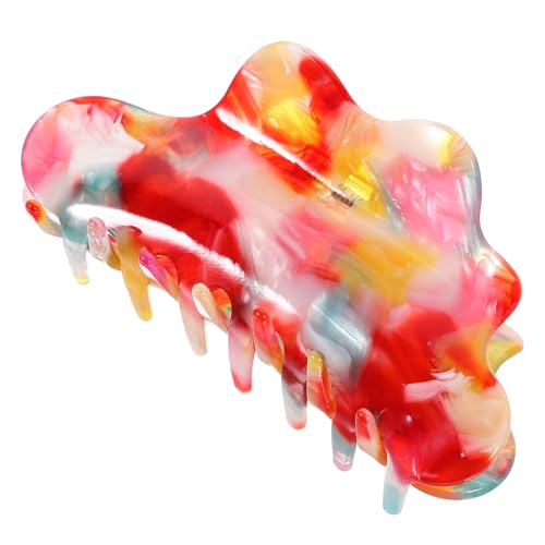 GANAZONO Große Haarklammer aus Acetat Tropisch Rot Haarklaue für Dickes Haar Fester Griff Modisches Haaraccessoire für Frauen zum Fixieren bei Make up Kochen und Party Schmerzfrei von GANAZONO