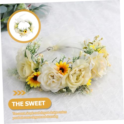 GANAZONO Große Rosen Blumenkrone Stirnband Verstellbar Braut Haarschmuck Elegant Romantisch für Hochzeit Party Brautjungfern Damen von GANAZONO