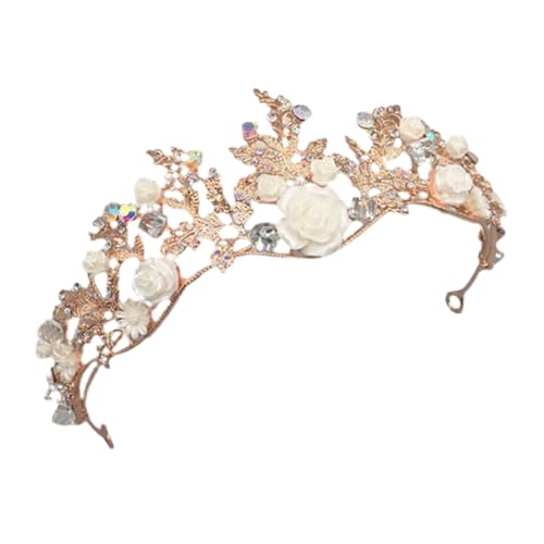 GANAZONO Handgefertigte Goldene Krone Haarschmuck Tiara aus Langlebiger Legierung für Hochzeit Braut Party Festlicher Kopfschmuck GANAZONO Handgefertigte Goldene Krone Haarschmuck Tiara aus Langlebiger Legierung für Hochzeit Braut Party Festlicher Kopfschmuck von GANAZONO