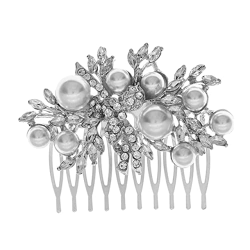 GANAZONO Hochzeits Haarkamm Mit Perlen Und Strass Eleganter Haarschmuck Für Braut Und Brautjungfern Für Besondere Anlässe Silberne Haaraccessoires Für Frauen Und Mädchen von GANAZONO
