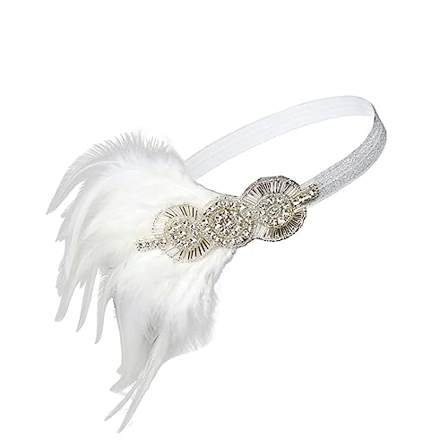 GANAZONO Jahre Feder Kopfschmuck Weiß Party-kopfschmuck Federkopfschmuck Weißer Kopfschmuck Feder Haarband Performance Haarband von GANAZONO