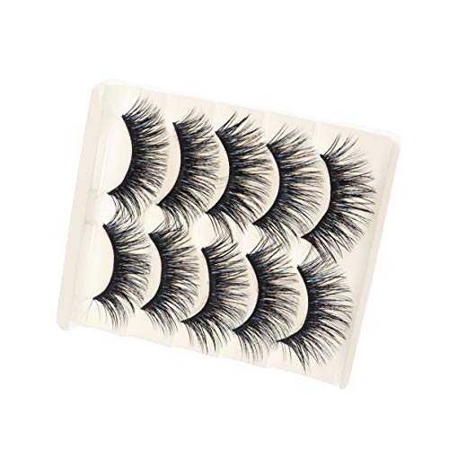 GANAZONO 5paare Lange Dicke Wimpern Schwarz Natürliche Künstliche Wimpern Falsche Für Frauen Make-up Einfach Anzuwenden Entfernen von GANAZONO