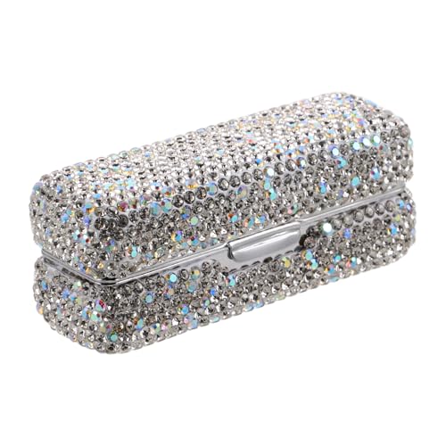 GANAZONO Lipstick Storage Box mit Integriertem Spiegel Kompakter Lippenstifthalter mit Strassbesetztem Metallgehäuse Tragbarer Make up Organizer für Reisen und Handtasche Glänzende von GANAZONO