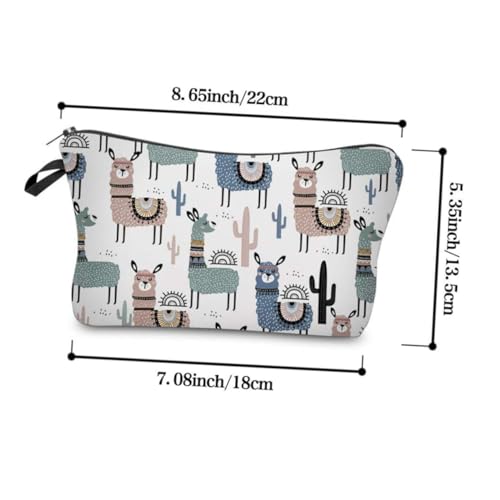 GANAZONO Multifunktionale Kosmetiktasche Damen Große Reise Kulturtasche Leicht Tragbar Make Up Tasche mit Digitaldruck Alpaka Design für Toilettenartikel und Organizer von GANAZONO