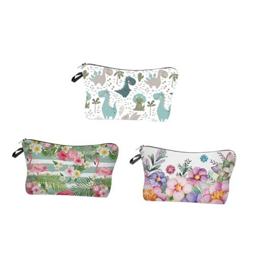 GANAZONO Multifunktionaler Kulturbeutel mit Flamingo Blumenmuster Tragbare Make up Tasche und Reise toilettenbeutel Kompakter Kosmetik Organizer für Damen Praktischer Handtaschen stauraum von GANAZONO
