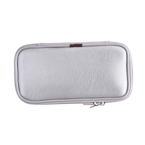 GANAZONO PU Leder Kosmetiktasche mit Reißverschluss Tragbares Make up Pinsel Etui Leicht Robust Geräumig Kompakt für Reisen und Zuhause Silberfarben Makeup Organizer Tasche von GANAZONO