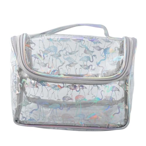 GANAZONO PVC Kosmetiktasche Transparent Große Kapazität Kulturbeutel für Damen Tragbar Makeup Organizer Reise Waschbeutel mit Flamingo Muster von GANAZONO