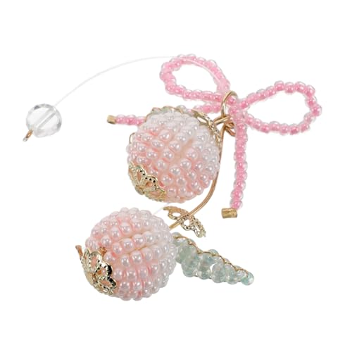 GANAZONO Pfirsichfarbene Perlen-schleife Handgefertigte Fruchtform-kugel Diy-haarschmuckzubehör Ohrschmuck-verzierung Bastelarbeit Für Frauen Langlebiges Accessoire Mit Doppelverwendung von GANAZONO