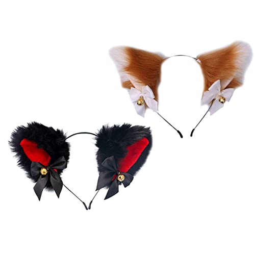GANAZONO 2stücke Katzenohren Haarreif Mit Glocken Und Schleifen Einzigartige Tierohren Haarschmuck Für Damen Zu Kostümpartys Geburtstagsfeiern Und Besonderen Anlässen von GANAZONO
