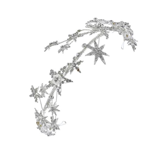 GANAZONO Silberne Damen Krone mit Funkelnden Wassersteinen Stern Design Verstellbar Langlebig und Komfortabel für Hochzeit Geburtstag und Festliche Anlässe Geeignet von GANAZONO