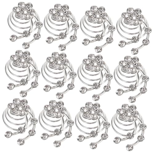 GANAZONO 12stücke Brautschmuck Haarnadeln Mit Strass Silberne Spiral-haarspangen Für Hochzeiten Und Partys Leicht Und Tragbar Für Damen-haaraccessoires von GANAZONO