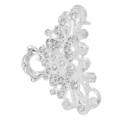 GANAZONO Silberne Mini Haarspange mit Funkelnden Strasssteinen Eleganter Haarklammer für Damen Blingender Haarschmuck mit Blumenmotiv für Hochzeit und Festliche Anlässe von GANAZONO
