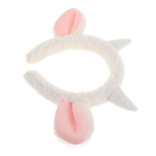 GANAZONO Schaf-ohr-stirnband Aus Plüsch Cartoon-haarband Für Halloween Mädchen-stirnband Mit Pelzigen Tierohren Haarreifen Mit Schaf-hörnern von GANAZONO